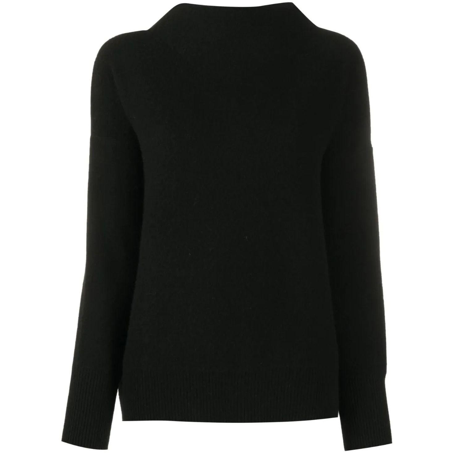 Sportinis nertinis moterims, Juoda, Boiled funnel neck pullover