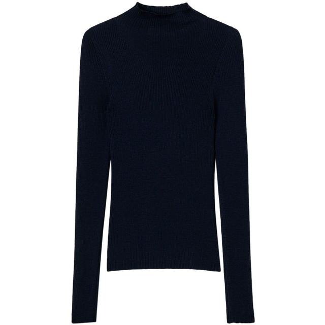 Megztinis su kaklu moterims, Mėlyna, Turtleneck