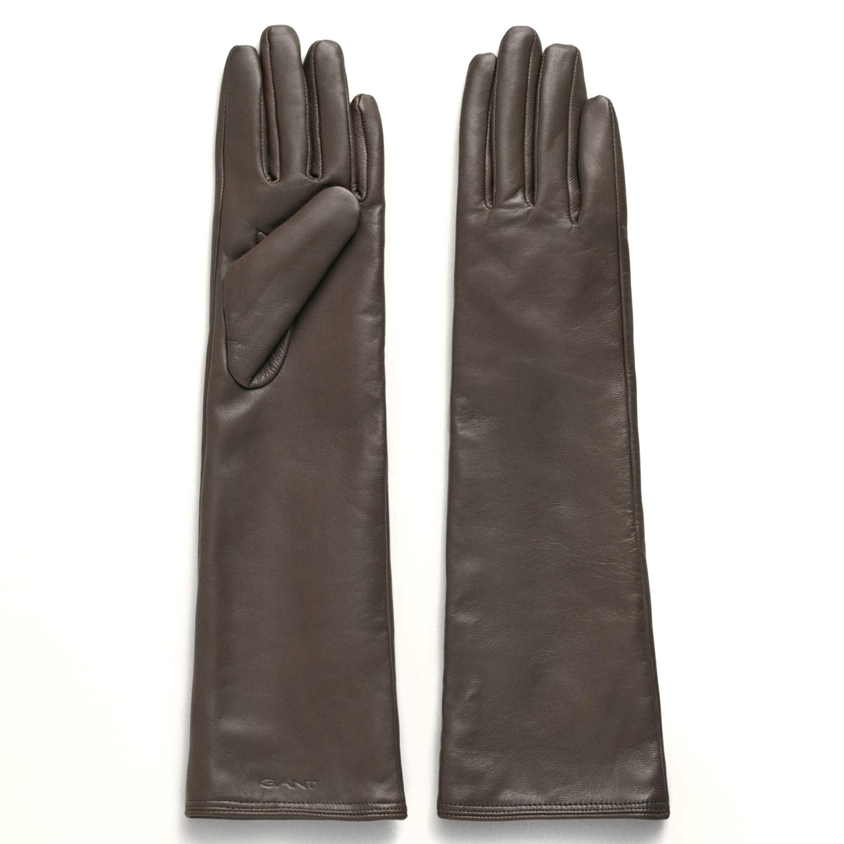 Pirštuotos pirštinės moterims, Ruda, LONG LEATHER GLOVES