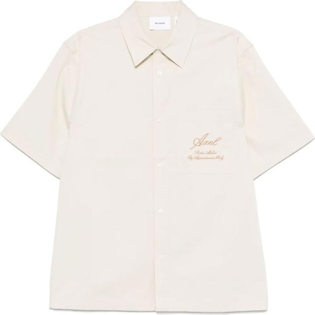 Marškiniai ilgomis rankovėmis vyrams, Smėlio, Stitch embroidered shirt