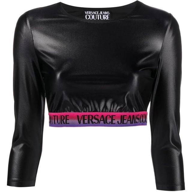 Trumpinti marškinėliai moterims, Juoda, Long sleeve crop top