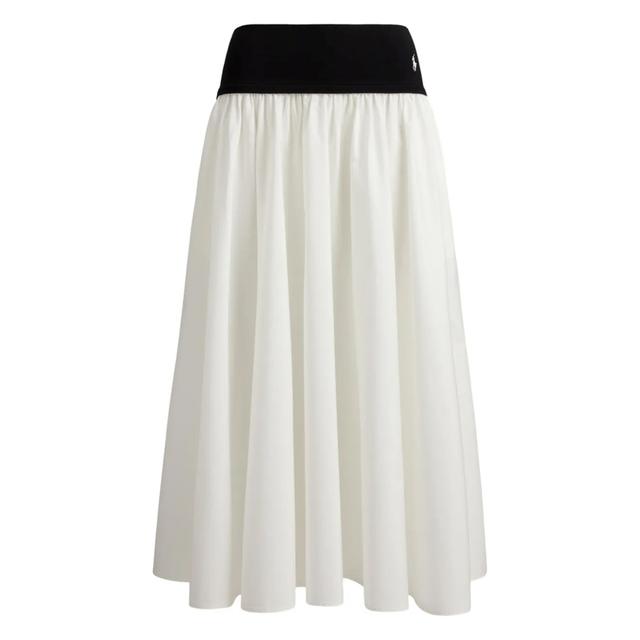 Midi sijonas moterims, Balta, Woven-a line-skirt