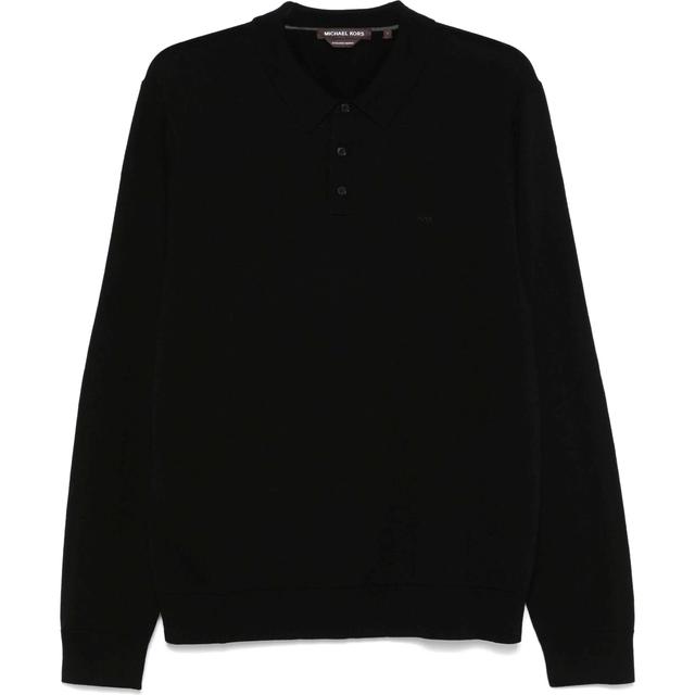 Polo marškiniai ilgos rank. vyrams, Juoda, Merino-wool polo shirt