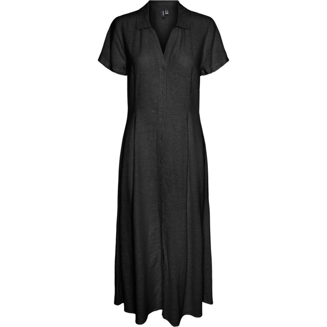 Maxi suknelė moterims, Juoda, Linn dress