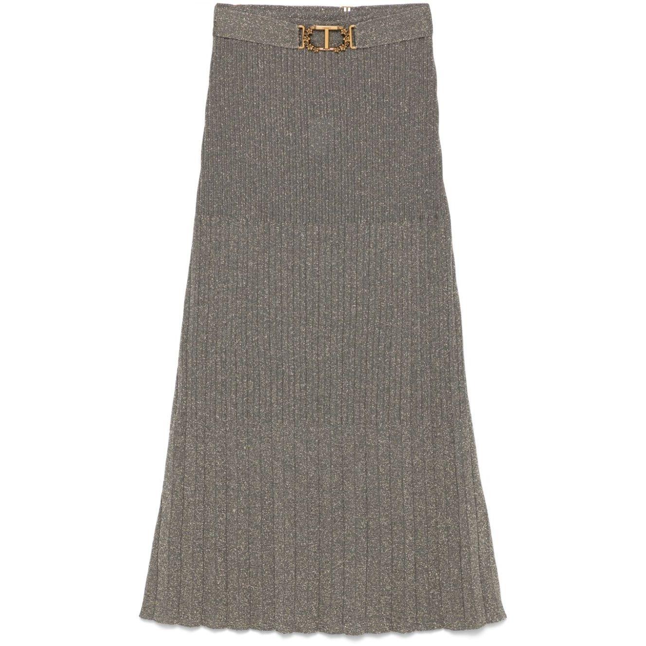 Midi sijonas moterims, Pilka, Knit midi skirt