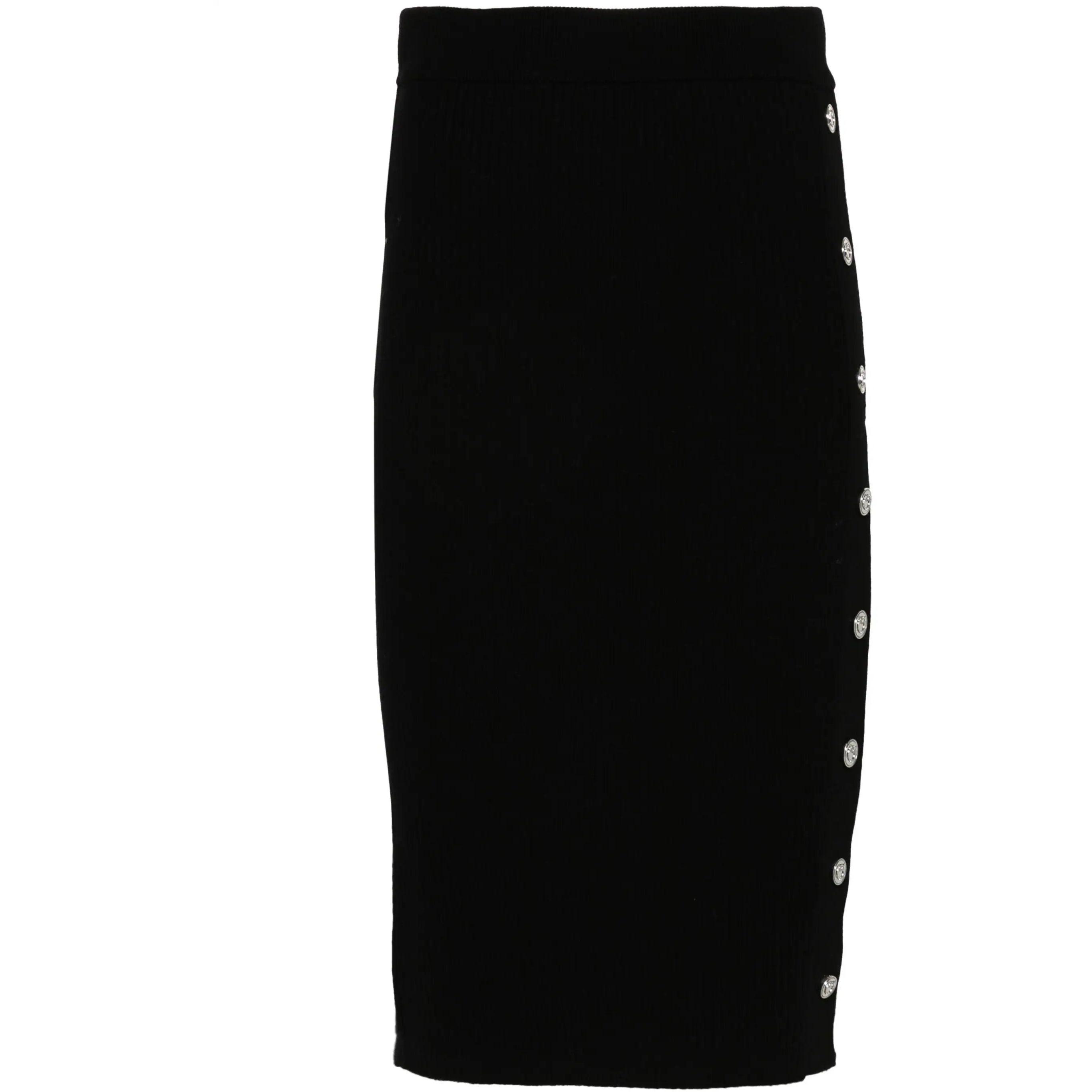 Mini sijonas moterims, Juoda, Ribbed-knit mini skirt