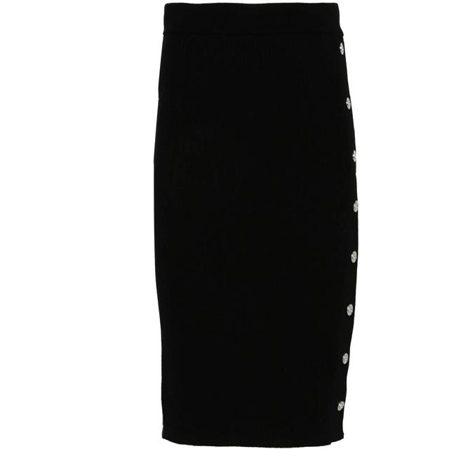 Mini sijonas moterims, Juoda, Ribbed-knit mini skirt