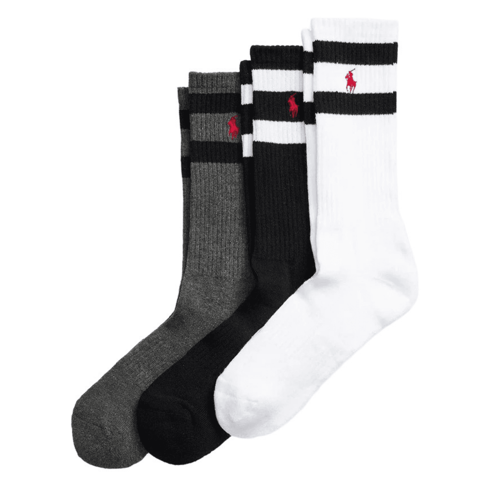 Kojinės vyrams, Juoda, Class stripe crew 3 pack