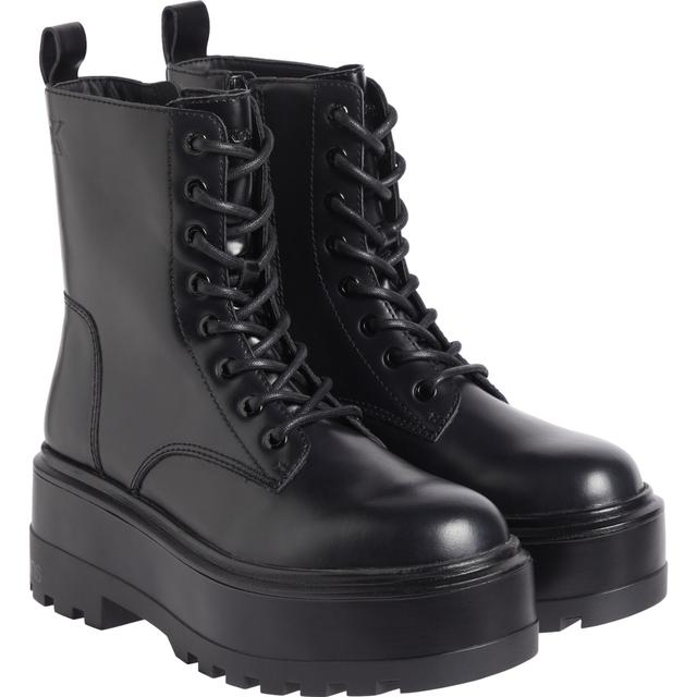 Aulinukai moterims, Juoda, Flatform high lace up booties