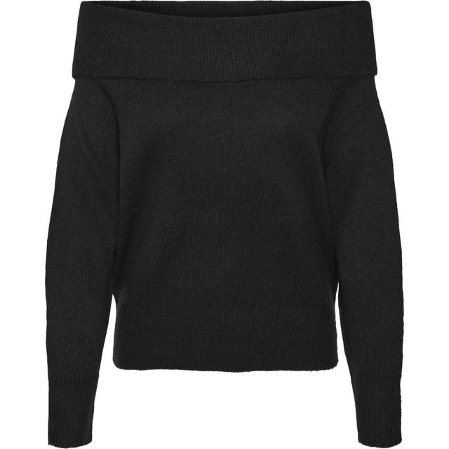 Megztinis moterims, Juoda, Stella off shoulder pullover