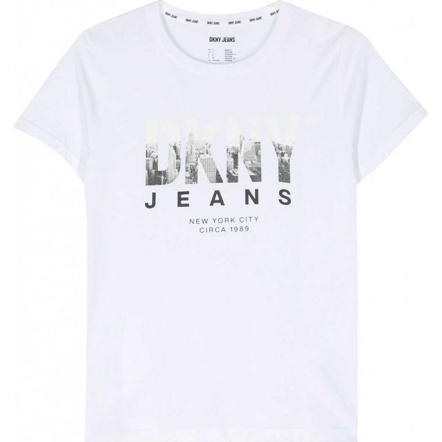 Marškinėliai trump. rankovėmis moterims, Balta, Skyline logo crewneck tee