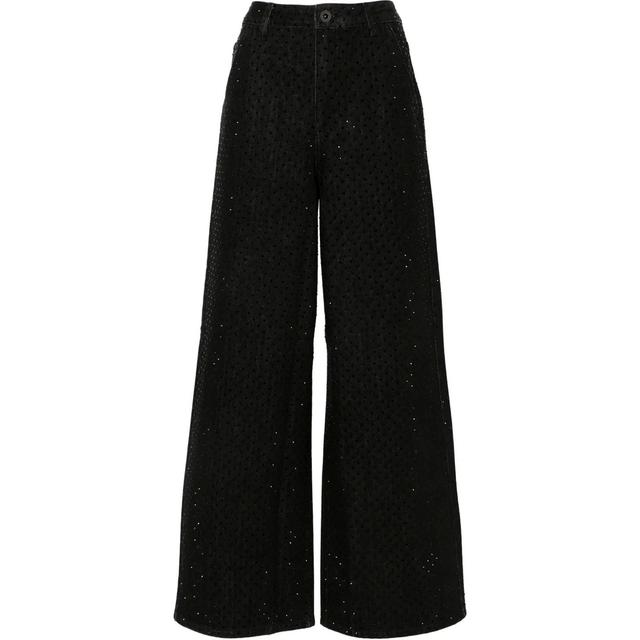 Platūs džinsai moterims, Juoda, Rhinestone jeans