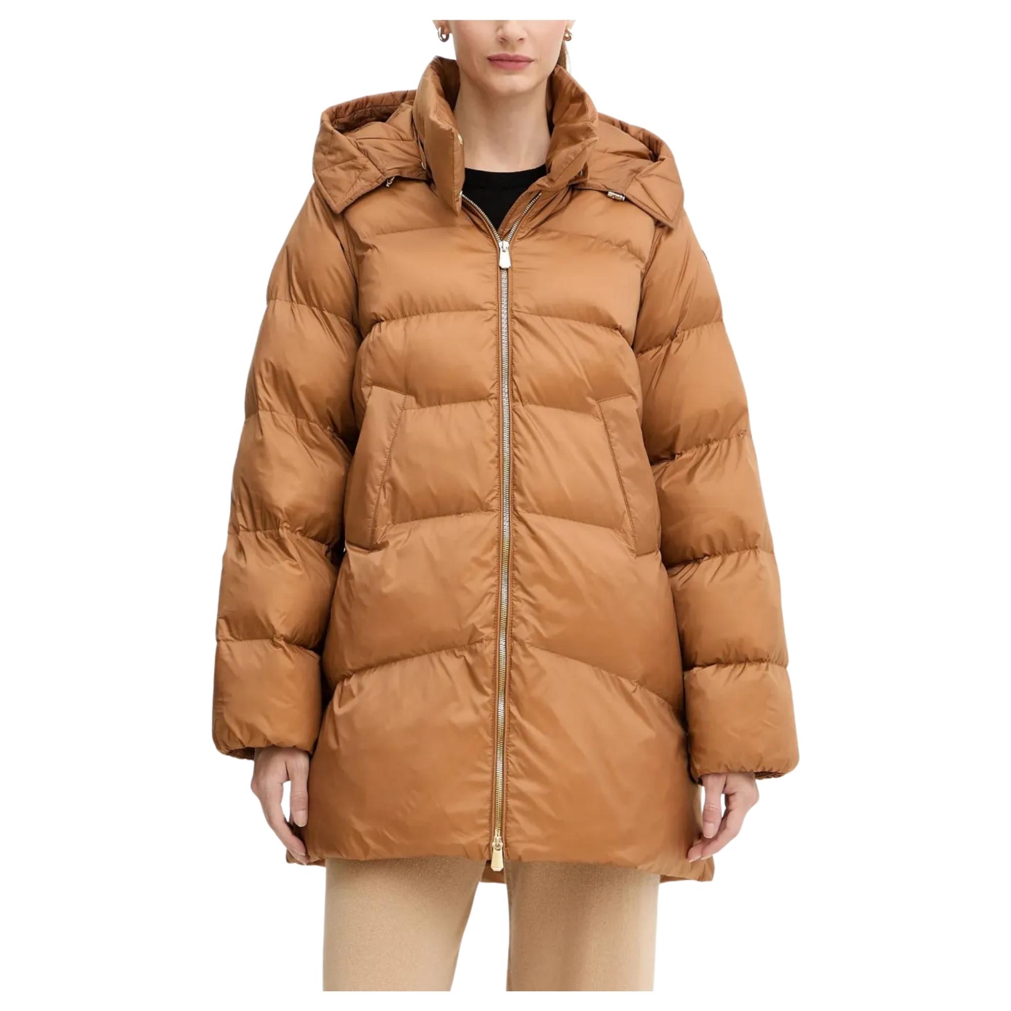 Pūkinė striukė moterims, Smėlio, Calzone coat