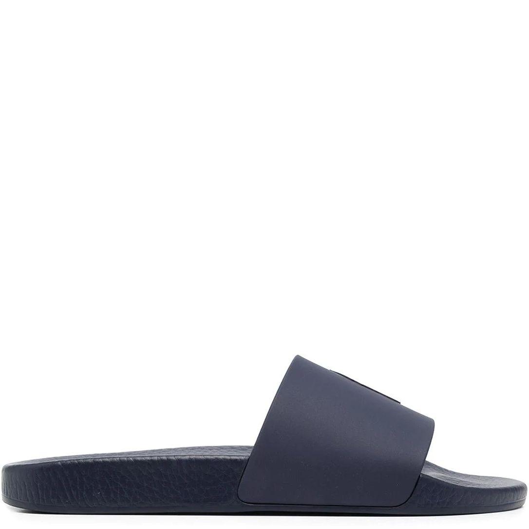 Pliažo šlepetės per pirštą vyrams, Mėlyna, Polo slide sandals