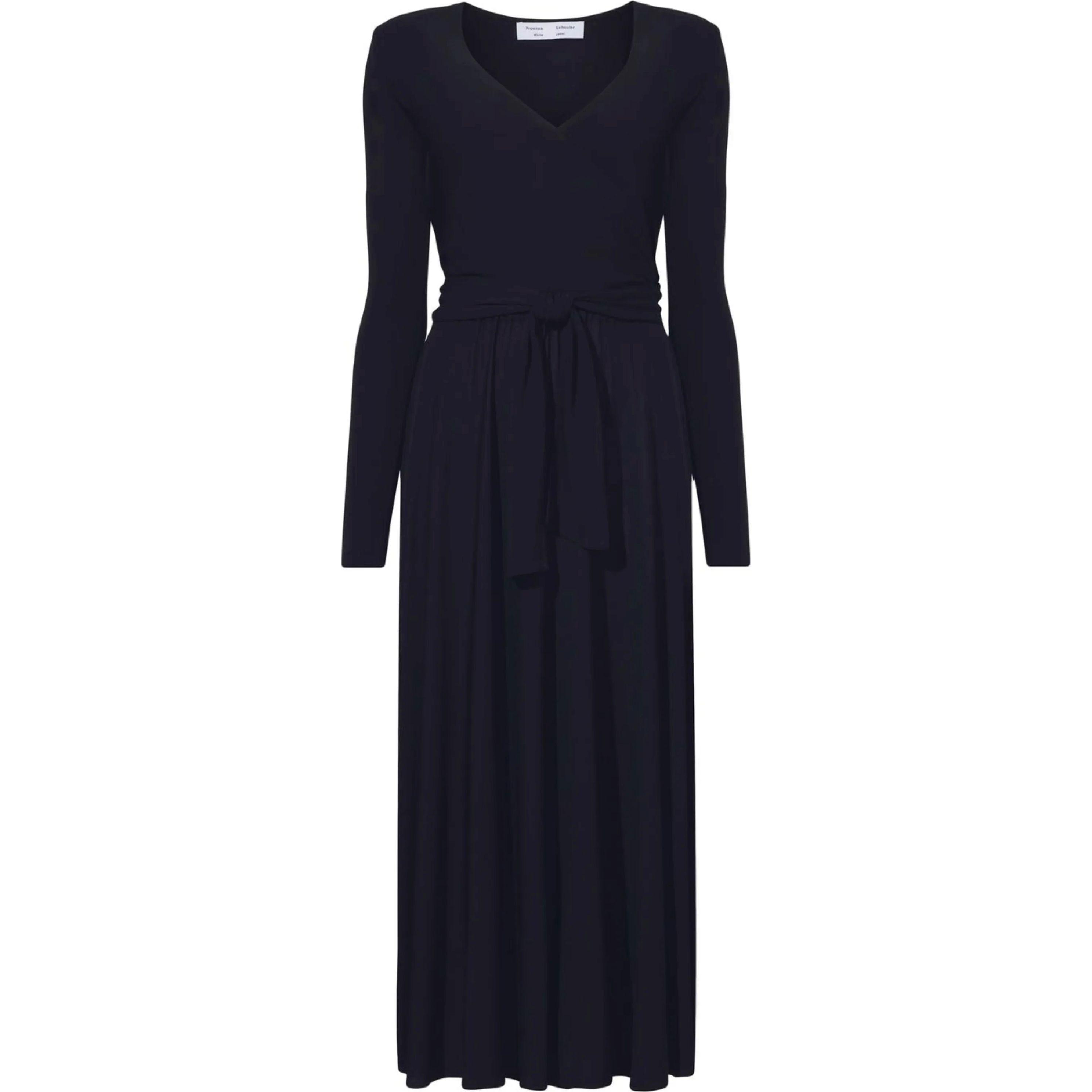 Maxi suknelė moterims, Juoda, Matte crepe wrap dress