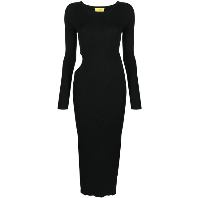 Maxi suknelė moterims, Juoda, Ribbed cut-out maxi dress