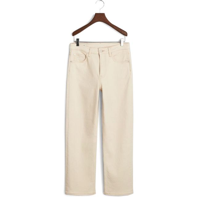 Tiesūs džinsai moterims, Smėlio, Ecru cropped straight jeans