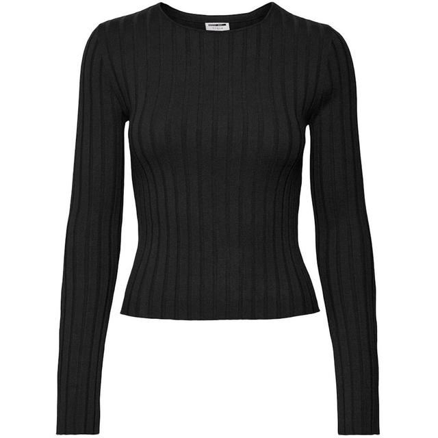 Megztinis moterims, Juoda, NMFREY L/S O-NECK KNI