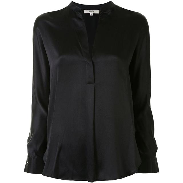 Marškiniai moterims, Juoda, BAND COLLAR BLOUSE /