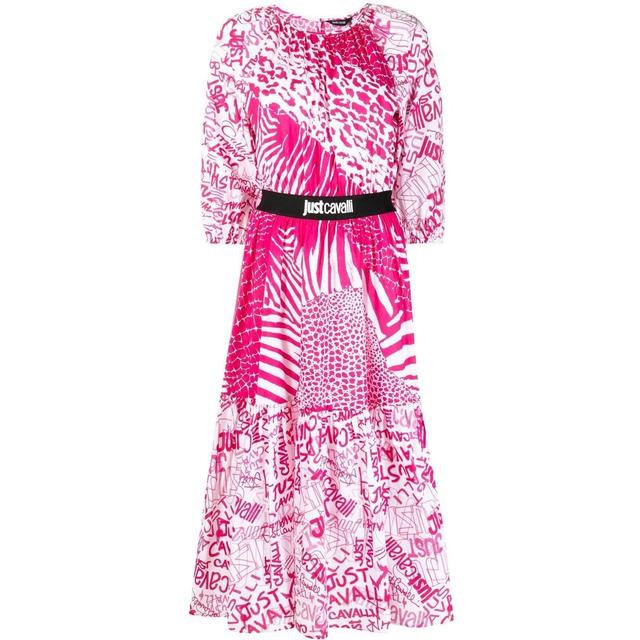 Midi suknelė moterims, Rožinė, Animal mix dress