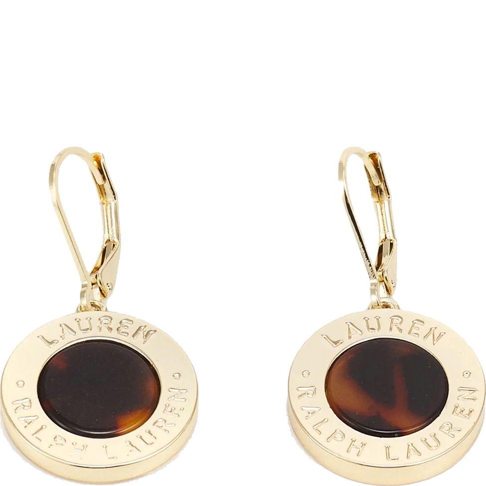 RALPH LAUREN 22 Auskarai moterims, Auksinė, Pe tort logo coin drop