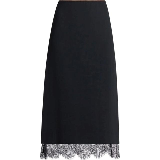 Midi sijonas moterims, Juoda, Lace paneled straight skirt