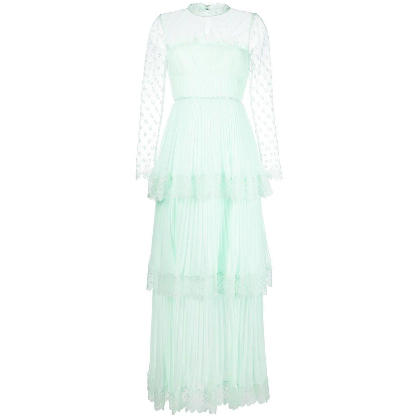 Maxi suknelė moterims, Žalia, Mint chiffon tiered maxi dress