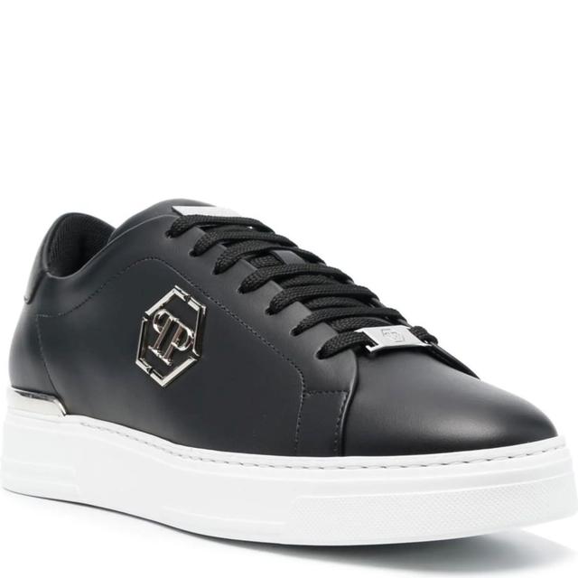 Sportiniai bateliai vyrams, Juoda, Leather lo-top sneaker hexagon