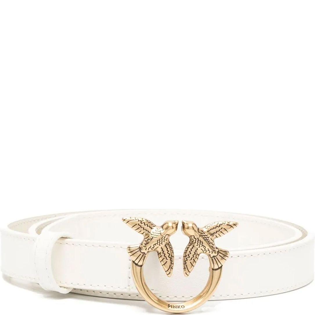 Diržas moterims, Balta, Love bird leather belt