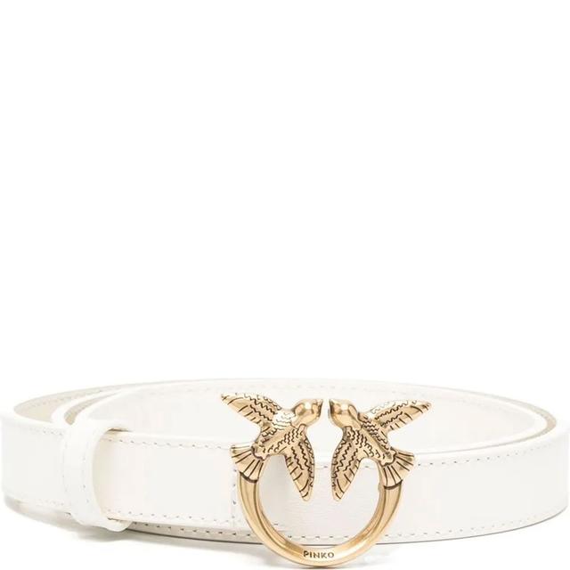 Diržas moterims, Balta, Love bird leather belt