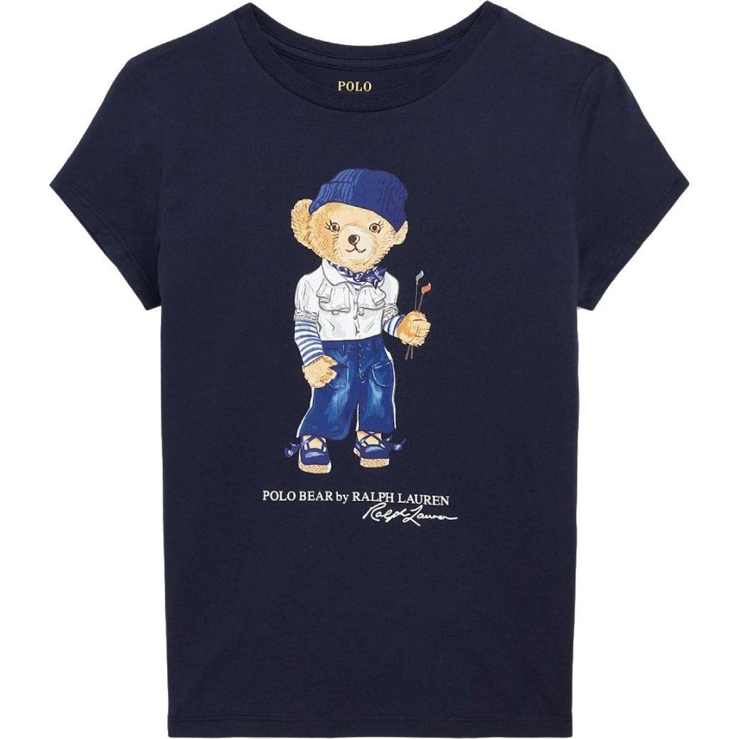 Marškinėliai trump. rankovėmis mergaitėms, Mėlyna, Short sleeve bear tee (7-16)