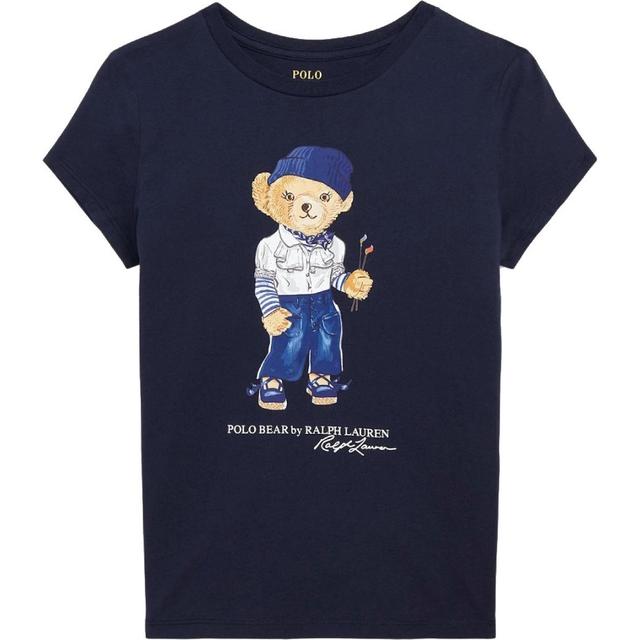 Marškinėliai trump. rankovėmis mergaitėms, Mėlyna, Short sleeve bear tee (7-16)