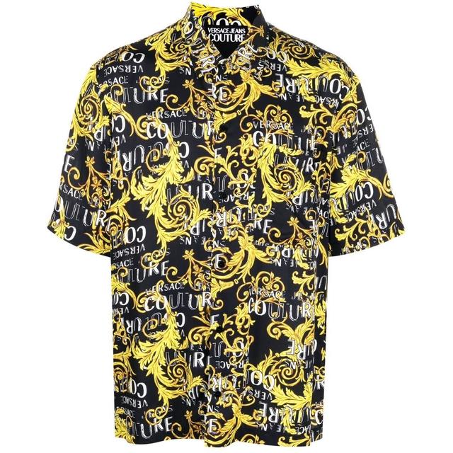 Marškiniai trump. rankovėmis vyrams, Juoda, Print logo baroque shirts