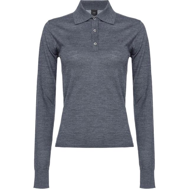 Polo marškiniai ilgos rank. moterims, Pilka, Liquoroso wool polo top
