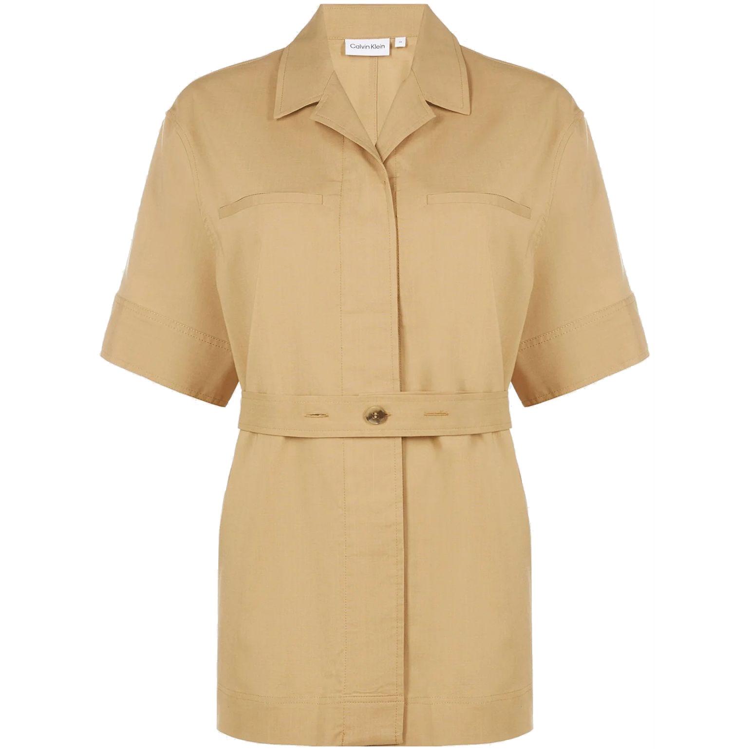 Marškiniai trump. rankovėmis moterims, Ruda, Soft tailored tencel long shir