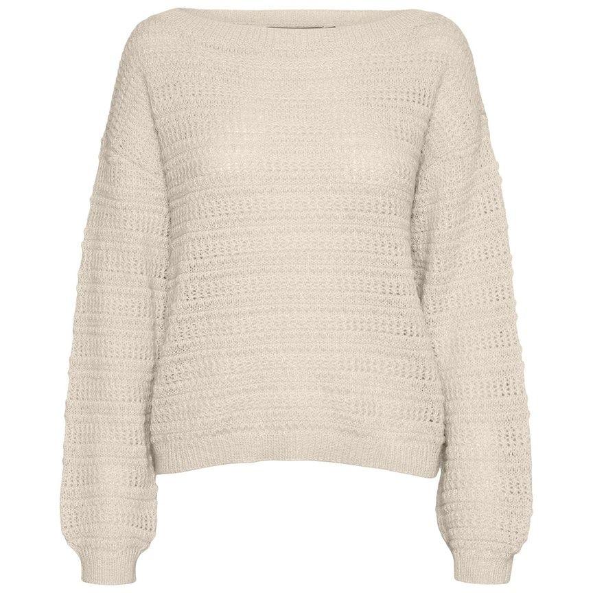 Kampsun moterims, Beež, VMDOLLAR LS BOATNECK BLOUSE