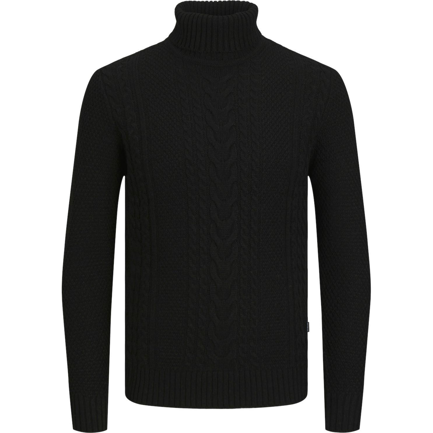 Megztinis su kaklu vyrams, Juoda, Craig knit roll neck
