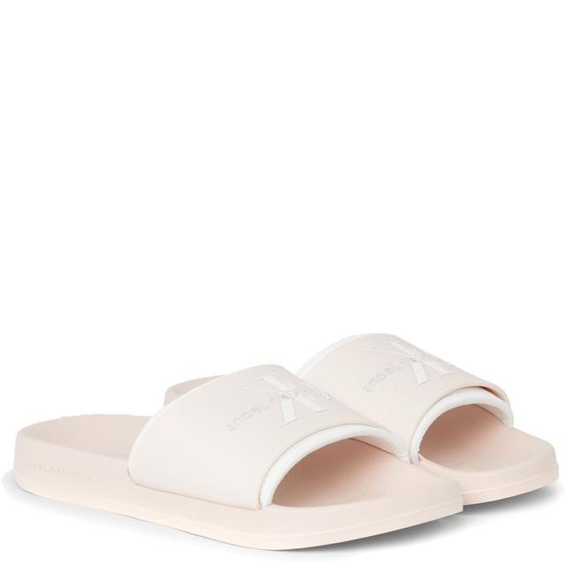 Guminės šlepetės moterims, Smėlio, Slide monogram