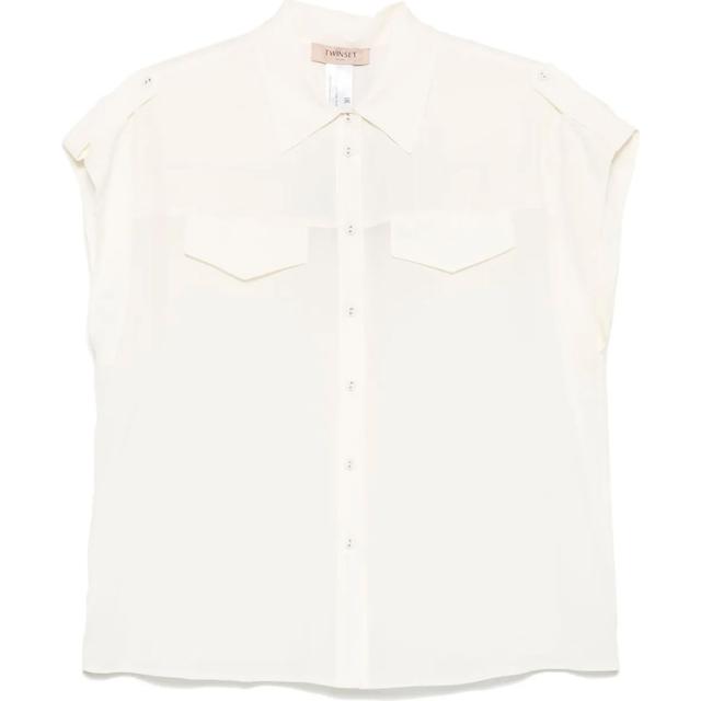 Marškiniai trump. rankovėmis moterims, Balta, Crepe shirt