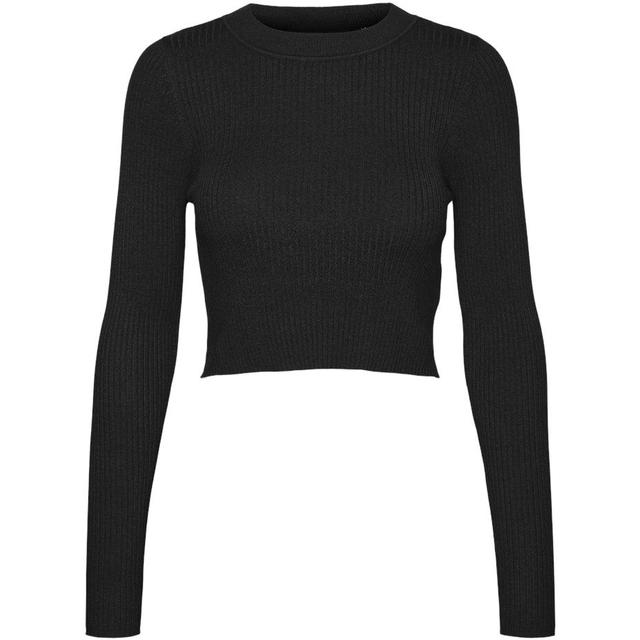 Megztinis moterims, Juoda, VMGOLD RIB LS O-NECK