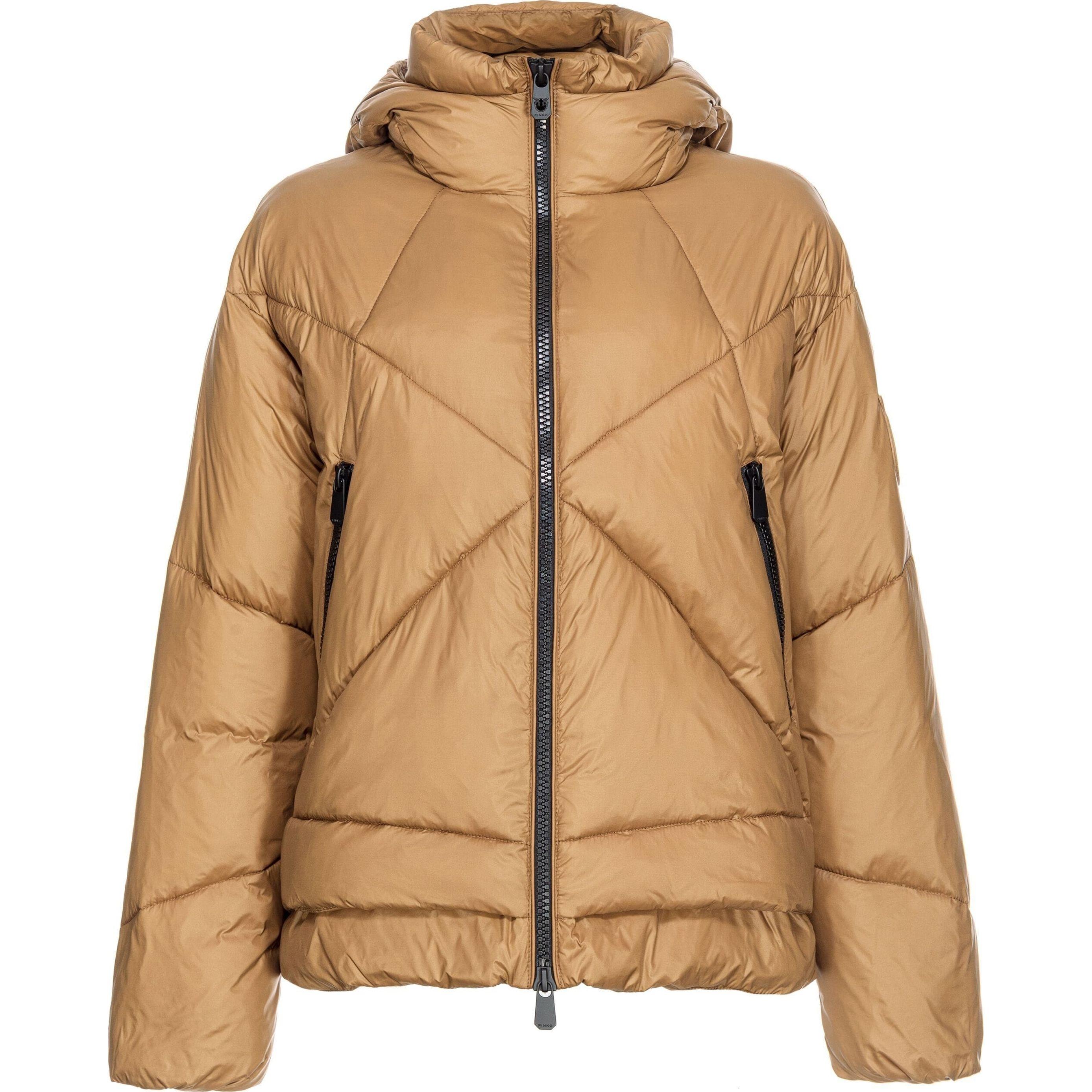 Pūkinė striukė moterims, Ruda, Quilted hooded jacket