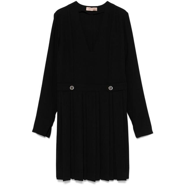 Mini suknelė moterims, Juoda, Pleated mini dress