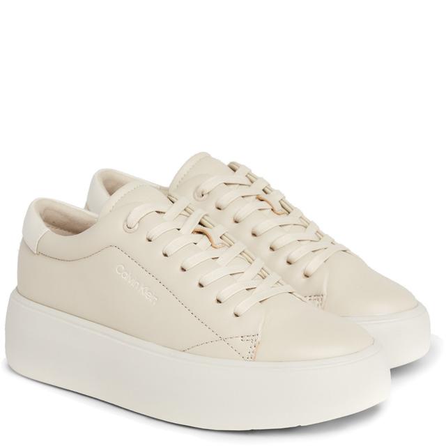 Laisvalaikio bateliai moterims, Smėlio, Flatform lace up leisure