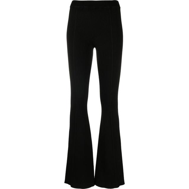 Tamprės moterims, Juoda, Ribbed slit front leggings