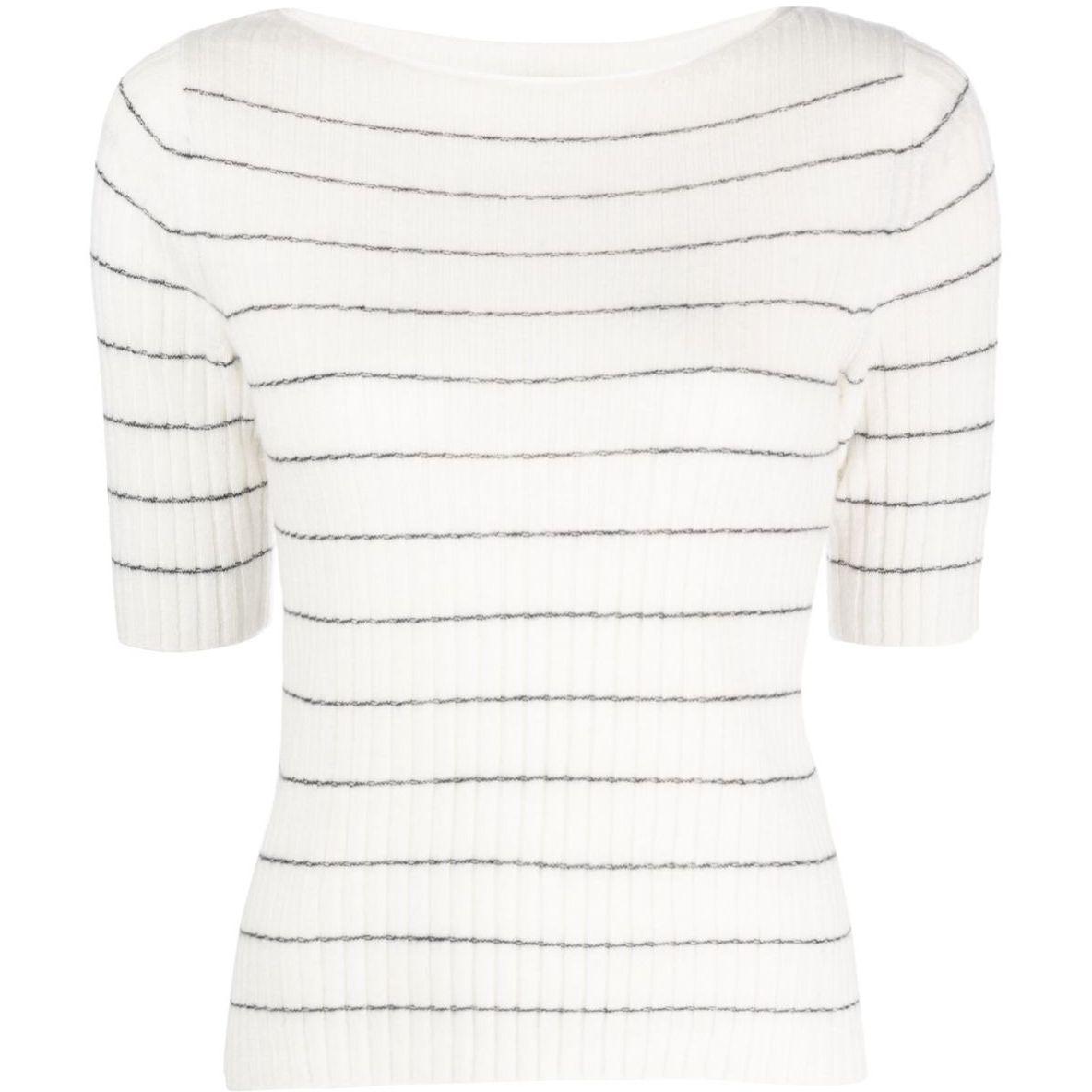 Megztinis moterims, Balta, Ribbed boat neck sweater