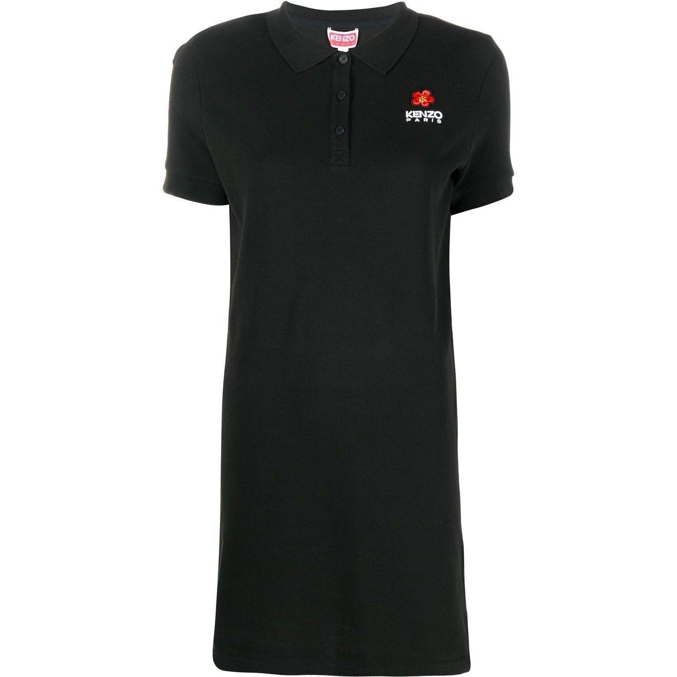 Midi suknelė moterims, Juoda, Crest logo polo dress