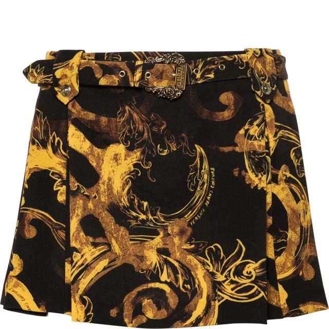 Mini sijonas moterims, Juoda, Watercolor couture mini skirt