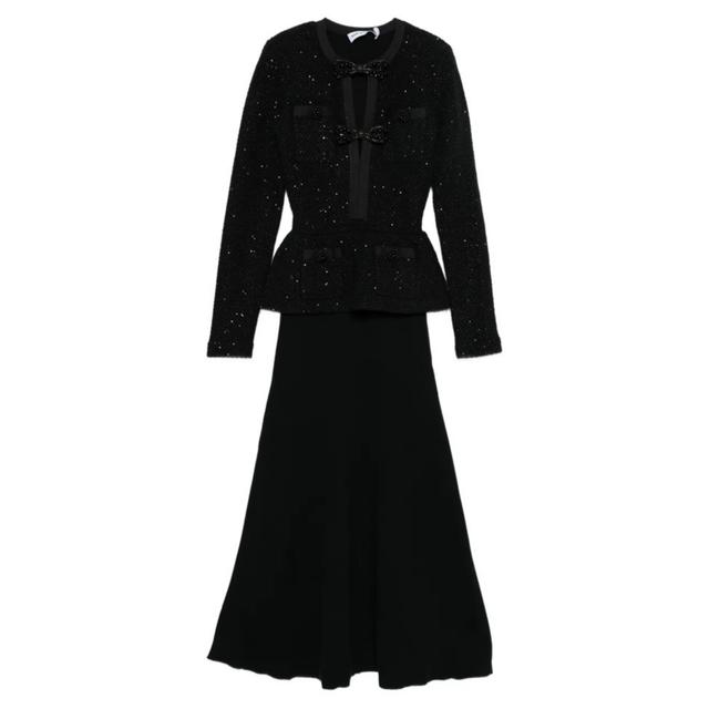 Midi suknelė moterims, Juoda, Sequin knit tailored midi dres