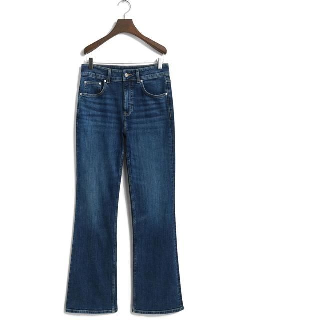 Platėjantys džinsai moterims, Mėlyna, Slim flare jeans