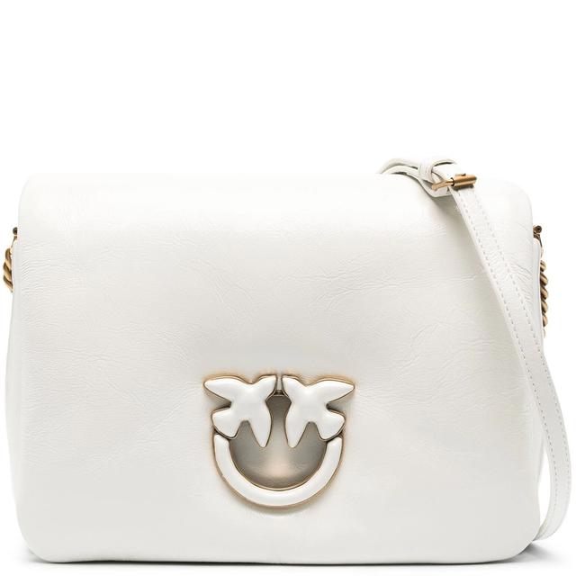 Rankinė per petį moterims, Balta, Love leather crossbody bag